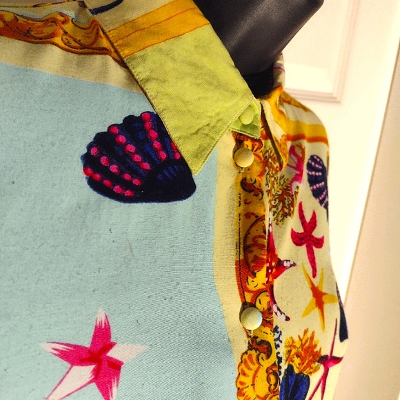 Seashell + Ocean Motif Baroque Print Vintage Blouse - Picture 7 of 7